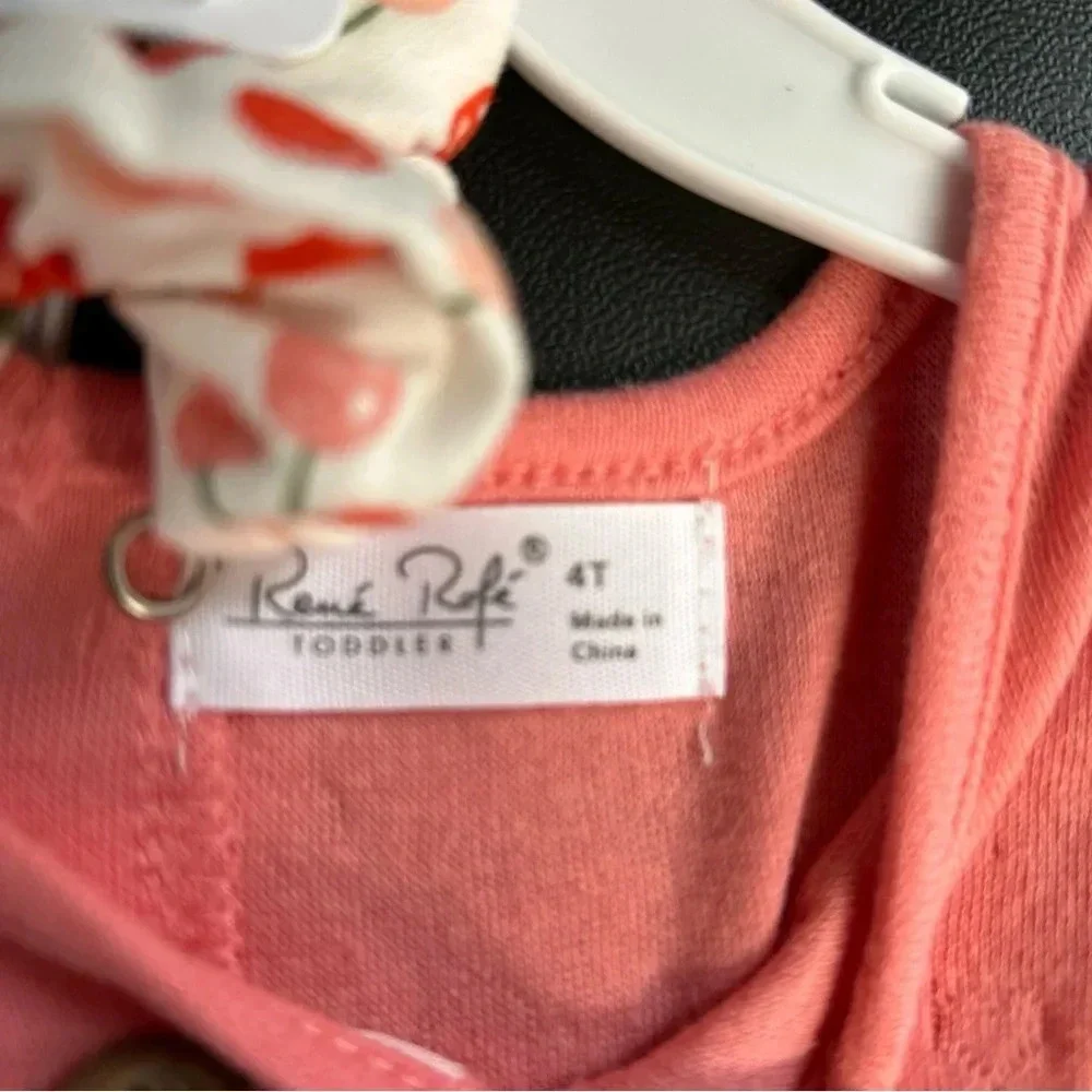 NWT Toddler Girls Rene Rofe’ 4T Outfit Set Pants Top & Scrunchie Cherries‎